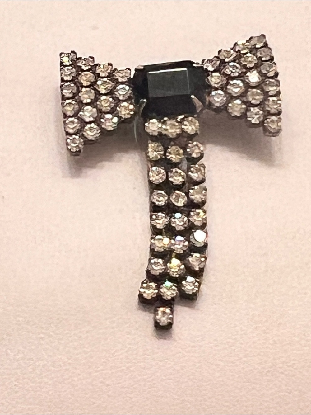 Crystal Bow Ribbon Brooch - Clear and Black Sparkle